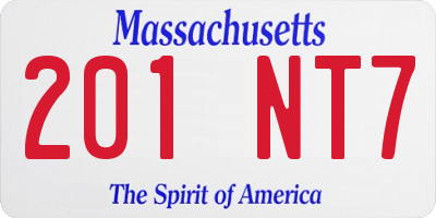 MA license plate 201NT7