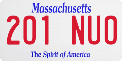 MA license plate 201NU0