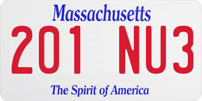 MA license plate 201NU3