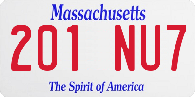 MA license plate 201NU7