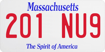 MA license plate 201NU9