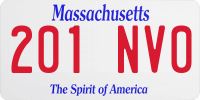 MA license plate 201NV0