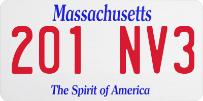MA license plate 201NV3