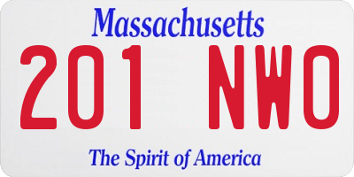 MA license plate 201NW0