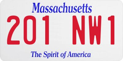 MA license plate 201NW1