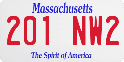 MA license plate 201NW2