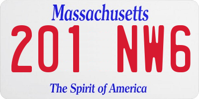 MA license plate 201NW6