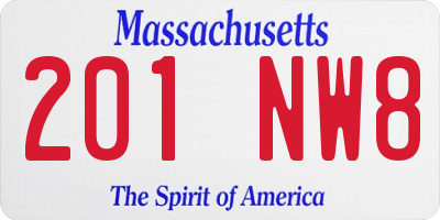 MA license plate 201NW8