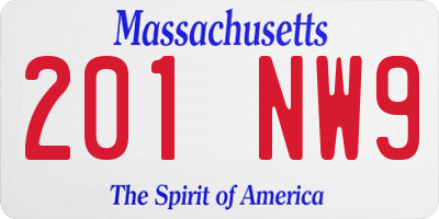 MA license plate 201NW9