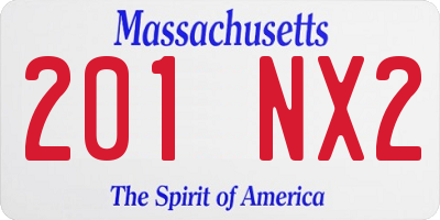 MA license plate 201NX2