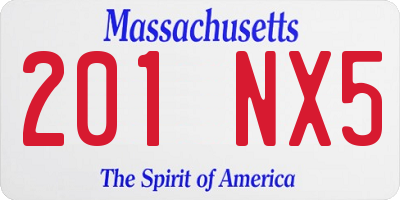 MA license plate 201NX5