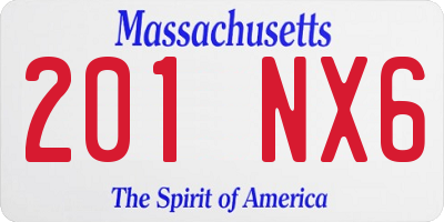 MA license plate 201NX6