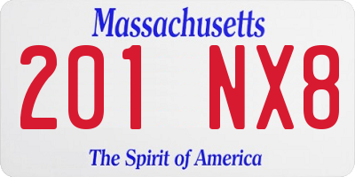 MA license plate 201NX8