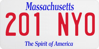 MA license plate 201NY0