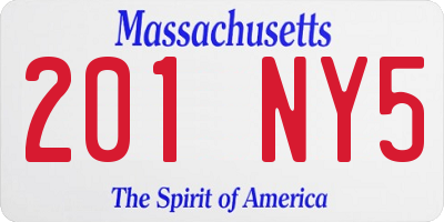MA license plate 201NY5