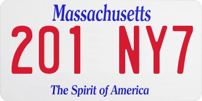 MA license plate 201NY7