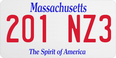 MA license plate 201NZ3