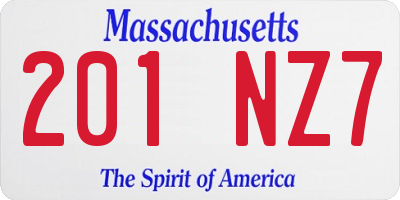 MA license plate 201NZ7