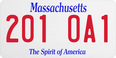MA license plate 201OA1