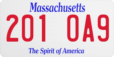 MA license plate 201OA9