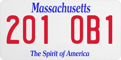 MA license plate 201OB1
