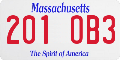 MA license plate 201OB3