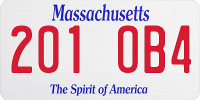 MA license plate 201OB4