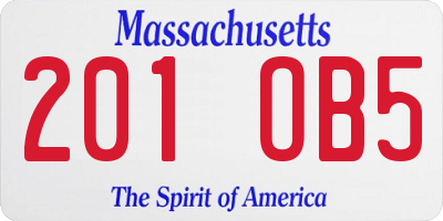 MA license plate 201OB5
