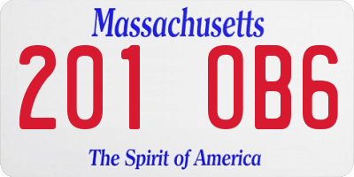 MA license plate 201OB6