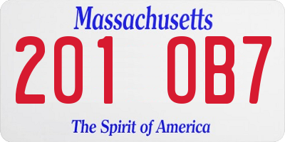 MA license plate 201OB7