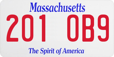 MA license plate 201OB9