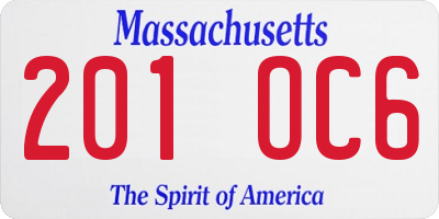 MA license plate 201OC6