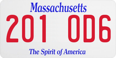 MA license plate 201OD6