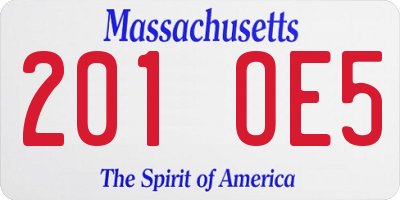 MA license plate 201OE5