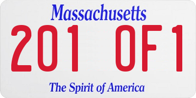 MA license plate 201OF1