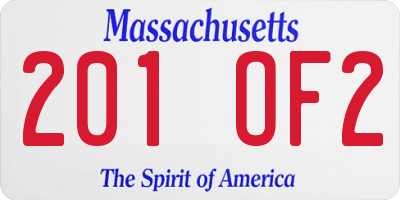 MA license plate 201OF2