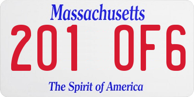 MA license plate 201OF6