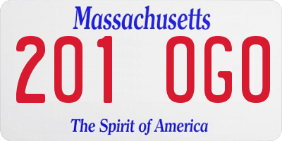 MA license plate 201OG0