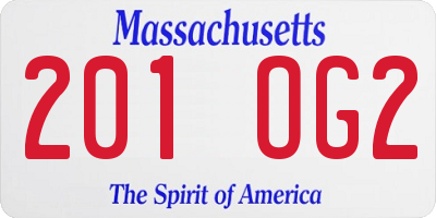 MA license plate 201OG2