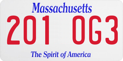 MA license plate 201OG3