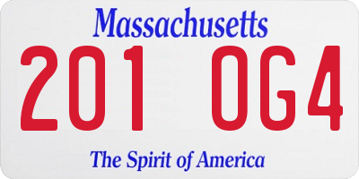 MA license plate 201OG4