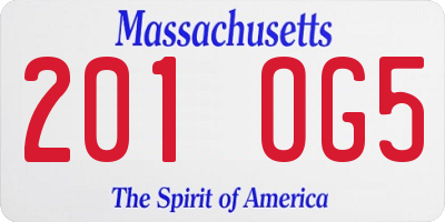 MA license plate 201OG5