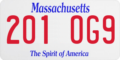MA license plate 201OG9