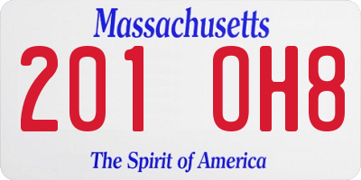 MA license plate 201OH8