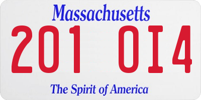 MA license plate 201OI4