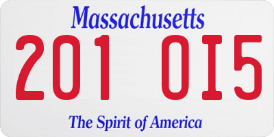 MA license plate 201OI5