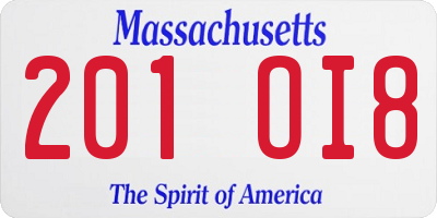 MA license plate 201OI8