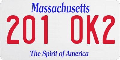 MA license plate 201OK2