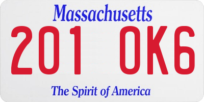MA license plate 201OK6