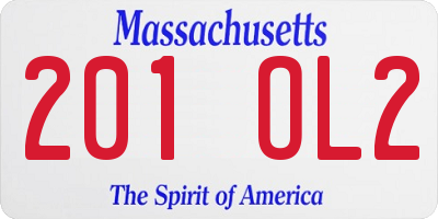 MA license plate 201OL2